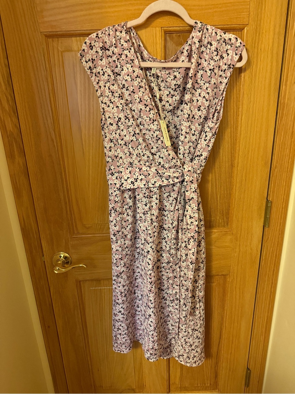 Max Studio Purple Floral Wrap-Style Midi Dress